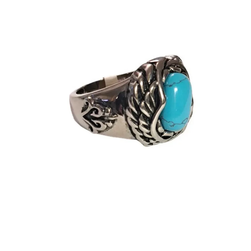 New‎ stainless steel ring with turquoise size 18